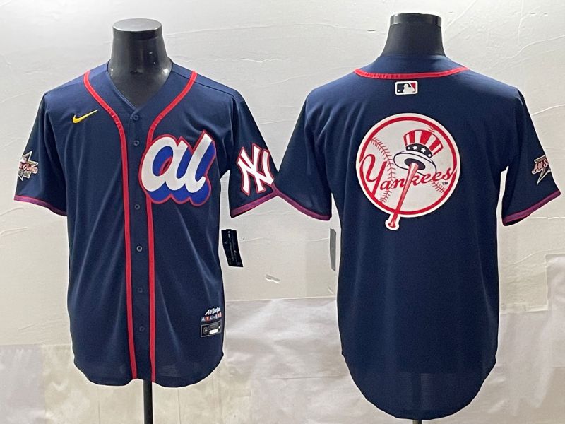 Men 2025 New York Yankees Blank Drak Blue All star Blank Blue Nike MLB Jersey style 16